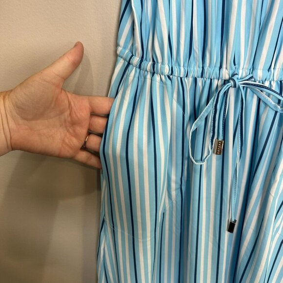 Cabana Life Nautical Tie Waist Maxi Dress Size Small Blue Stripe NWT Beach - Picture 7 of 11